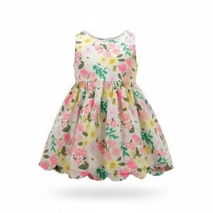 Cat & Jack Toddler Girls Floral Multicolor Scallop Hem Sleeveless Dress Size 2T